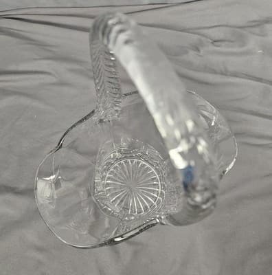 Crystal Basket With Handle Used For Easter/Candy Dish Vintage 12.5" Tall - Thumbnail 5