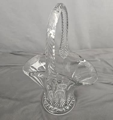 Crystal Basket With Handle Used For Easter/Candy Dish Vintage 12.5" Tall - Thumbnail 3
