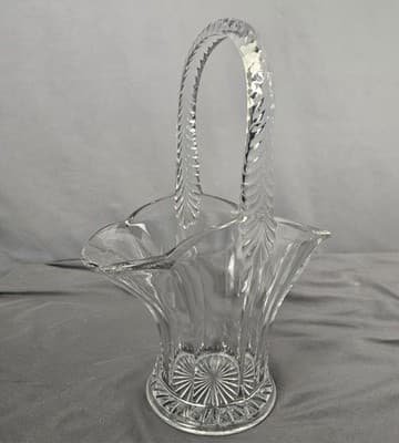 Crystal Basket With Handle Used For Easter/Candy Dish Vintage 12.5" Tall - Thumbnail 4