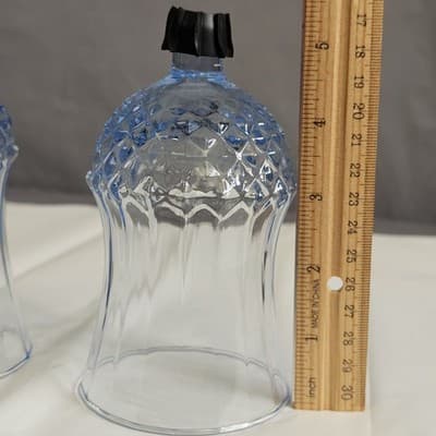 Homco Diamond Point Blue Glass Pegged Sconces Set of 2 Vintage 1970s - Thumbnail 3