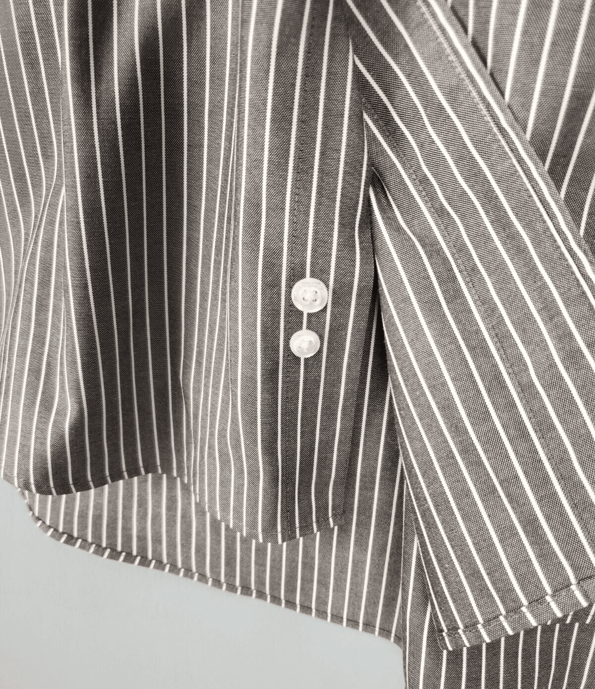 Mens Button Down Eagle Shirt Co Bo's Two Ply Pinpoint 18 34/35 Gray White Stripe - Thumbnail 4