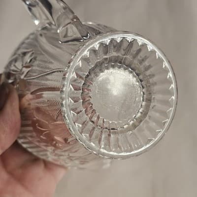 VTG Jeanette Iris & Herringbone Creamer Pitcher Crystal Depression Glass 4” - Thumbnail 6