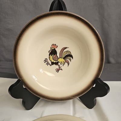 Vintage Dishes Poppytrail Red Rooster 2 Bowls 6" Retro Cottagecore Farm Rustic - Thumbnail 6
