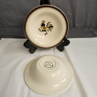 Vintage Dishes Poppytrail Red Rooster 2 Bowls 6" Retro Cottagecore Farm Rustic - Thumbnail 4