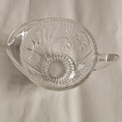 VTG Jeanette Iris & Herringbone Creamer Pitcher Crystal Depression Glass 4” - Thumbnail 5