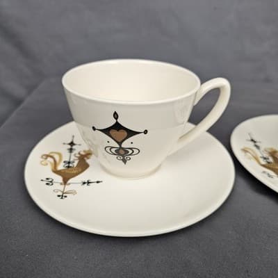 Weather Vane Edwin Knowles Rooster Tea Cup w Saucer Set of 2 MCM - Thumbnail 3