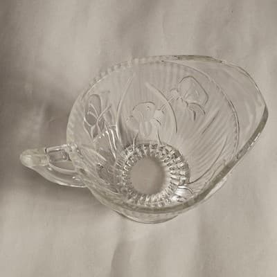 VTG Jeanette Iris & Herringbone Creamer Pitcher Crystal Depression Glass 4” - Thumbnail 11