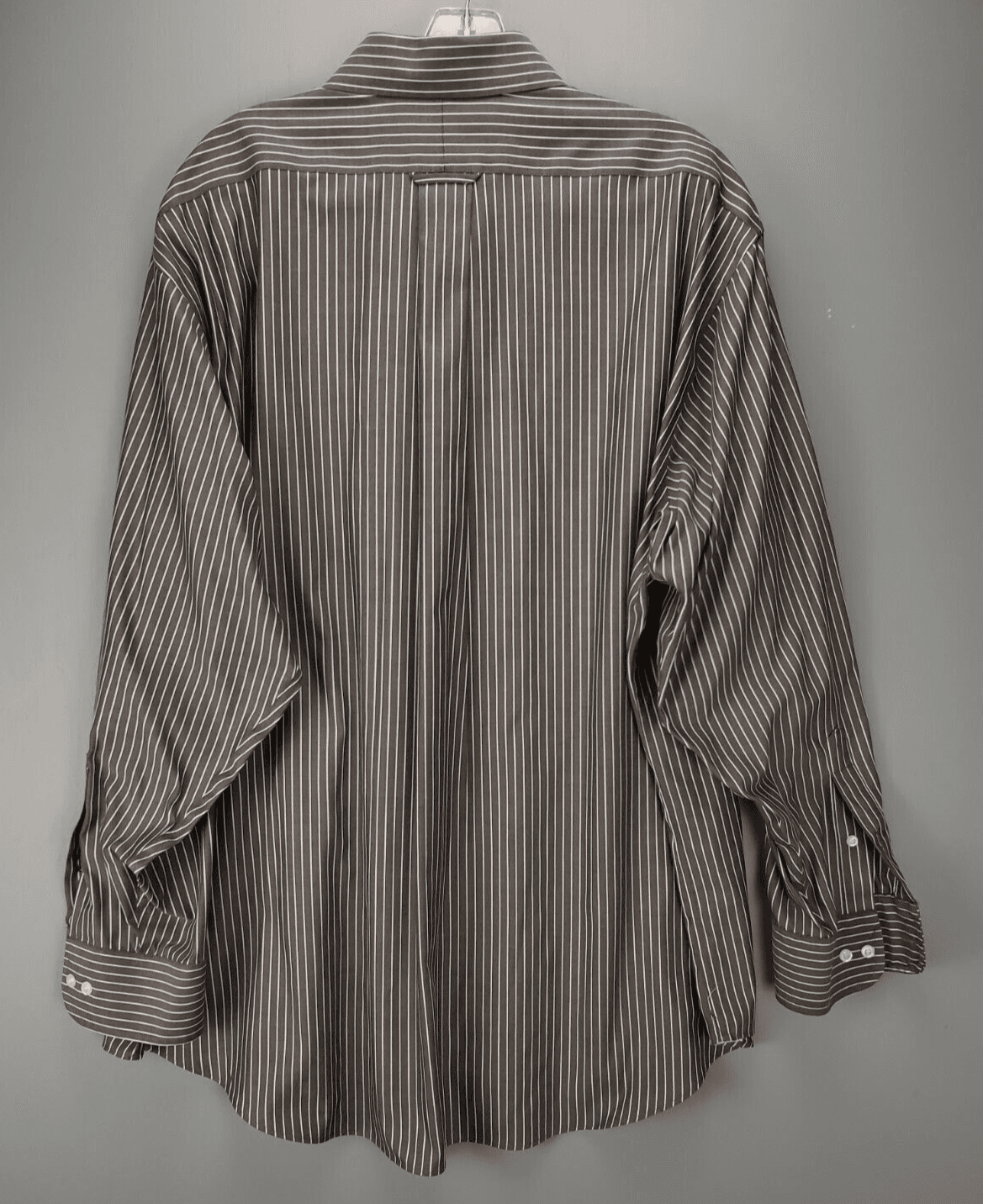 Mens Button Down Eagle Shirt Co Bo's Two Ply Pinpoint 18 34/35 Gray White Stripe - Thumbnail 3