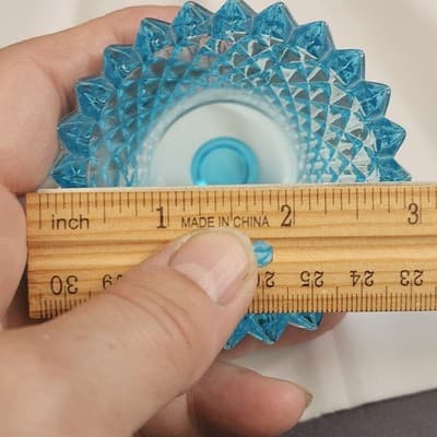 Vintage Blue Diamond Point Glass Peg Votive Cup Candle Holder Excellent Cond. - Thumbnail 7