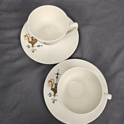 Weather Vane Edwin Knowles Rooster Tea Cup w Saucer Set of 2 MCM - Thumbnail 4