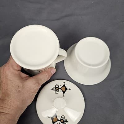 Weather Vane Edwin Knowles Rooster Creamer and Sugar Bowl w Lid Set MCM - Thumbnail 4
