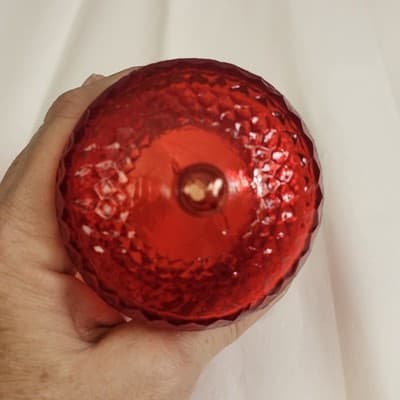 Vintage Amberina Honeycomb Optic Glass Peg Votive Candle Holder Cadmium Glow - Thumbnail 4