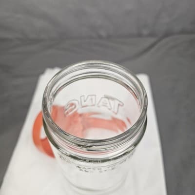 MINT Vintage Tang Pitcher Orange Jar 70's Anchor Hocking Clear Glass Pour Lid - Thumbnail 10