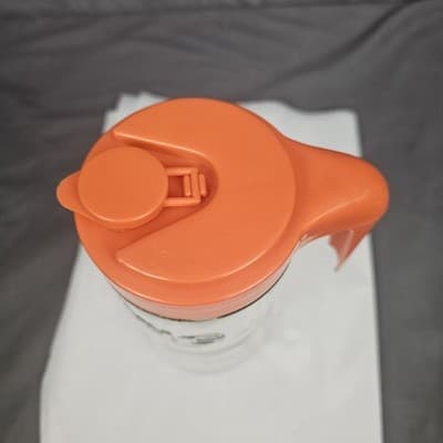 MINT Vintage Tang Pitcher Orange Jar 70's Anchor Hocking Clear Glass Pour Lid - Thumbnail 8