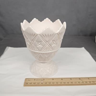 Vintage NAPCO Pale Pink Milk Glass Vase 6” Tall #2255 Cleveland Ohio Bowl MCM - Thumbnail 8