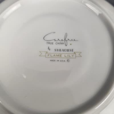 Carefree True China Cup & Saucer Flame Lily Syracuse Set of 2 USA - Thumbnail 6