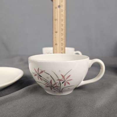 Carefree True China Cup & Saucer Flame Lily Syracuse Set of 2 USA - Thumbnail 9