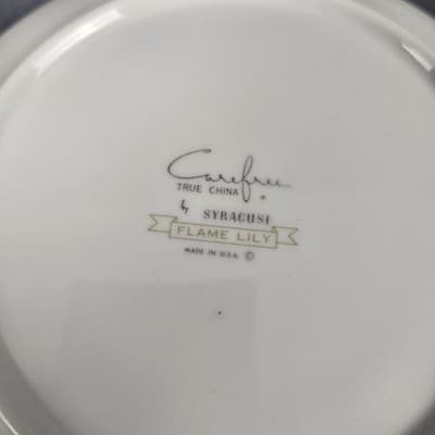 Carefree True China 6.25" Plates Flame Lily Syracuse Set of 4 USA Desert Bread - Thumbnail 5