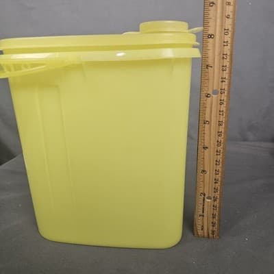 Vintage Tupperware 587-7 Yellow Beverage Buddy Pitcher 2 Qt Slim Lid And Handle - Thumbnail 8