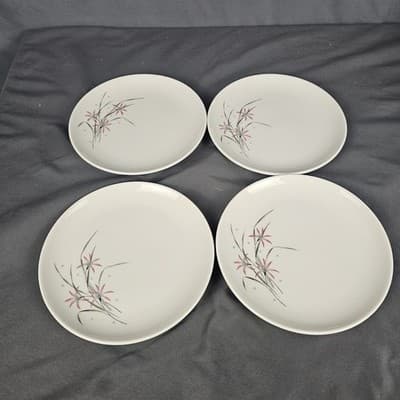 Carefree True China 6.25" Plates Flame Lily Syracuse Set of 4 USA Desert Bread - Thumbnail 6