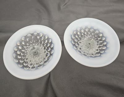 VTG Pair Hobnail Opalescent Art Glass Candleholders Fenton No Marks - Thumbnail 4