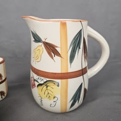 Vintage Nasco ? Ceramic Pitcher And Cups Glasses Juice Drink Set Hand Painted - Thumbnail 8