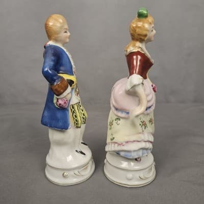 Vintage Hand Painted Man and Lady Porcelain Figurines 7.5" Occupied Japan - Thumbnail 4