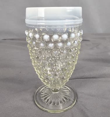 Vintage Anchor Hocking Moonstone Clear Opalescent 5.5" Water Goblet, 1942-1946 - Thumbnail 3