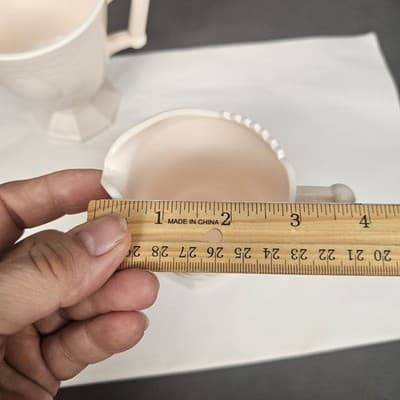 VTG Jeanette Pink Milk Glass Cream Pitcher & Sugar Bowl Baltimore Pear EX. COND. - Thumbnail 11