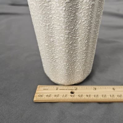 Vintage 7.5" Vase USA Pottery Splatter texture with Turquiose and Ruffled Top - Thumbnail 8