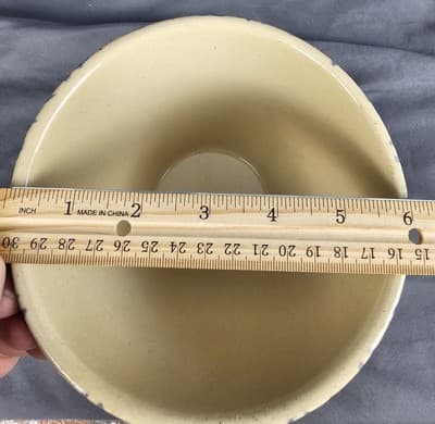 Antique Stoneware Pottery 6"D Blue Spongeware Mixing Bowl / Robinson Ransbottom - Thumbnail 7