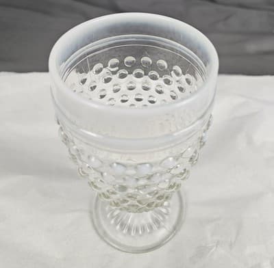 Vintage Anchor Hocking Moonstone Clear Opalescent 5.5" Water Goblet, 1942-1946 - Thumbnail 7