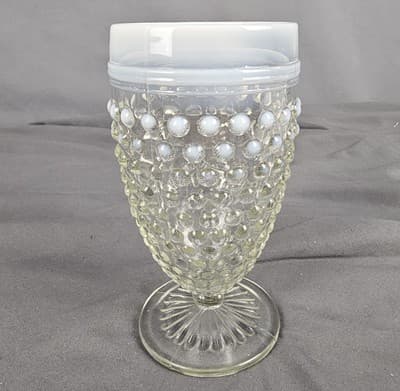 Vintage Anchor Hocking Moonstone Clear Opalescent 5.5" Water Goblet, 1942-1946 - Thumbnail 4