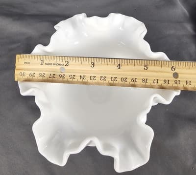 Vintage Fenton White Milk Glass Hobnail Rose Bowl Ruffled Edge 3.5 Inch Pre-Logo - Thumbnail 7