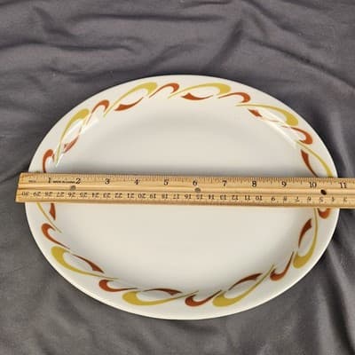Jackson China - Brown Yellow Swirl - 11" Oval Serving Bowl USA Restaurant Ware - Thumbnail 2