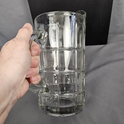 Vintage Anchor Hocking Glass Pitcher Tartan Manchester Heavy Clear 50 oz 9.5"H - Thumbnail 4