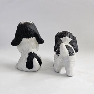 Bllack & White Dog Puppy Figurines Homco Spaniel Cavaliar #1427 - Thumbnail 3