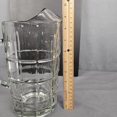 Vintage Anchor Hocking Glass Pitcher Tartan Manchester Heavy Clear 50 oz 9.5"H - Thumbnail 7