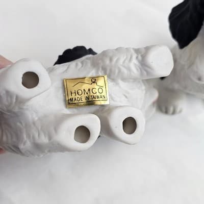 Bllack & White Dog Puppy Figurines Homco Spaniel Cavaliar #1427 - Thumbnail 6