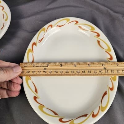 Jackson China - Brown Yellow Swirl - 8.5" Oval Serving Bowl USA Restaurant Ware - Thumbnail 3