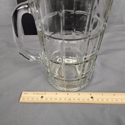 Vintage Anchor Hocking Glass Pitcher Tartan Manchester Heavy Clear 50 oz 9.5"H - Thumbnail 6