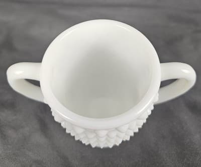 Fenton Milk Glass Hobnail Sugar Bowl Vase Small Vintage 3" Tall - Thumbnail 2