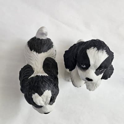 Bllack & White Dog Puppy Figurines Homco Spaniel Cavaliar #1427 - Thumbnail 5