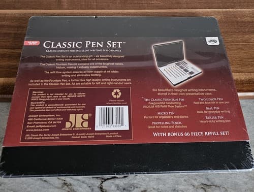 JML Classic Pen Set As Seen On TV 6 Pens 66 Piece Refill Case NOS Sealed - Thumbnail 2