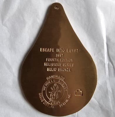 Wendell August Forge Ornament 1997 Escape into Egypt Solid Bronze 4th Ed w box - Thumbnail 2