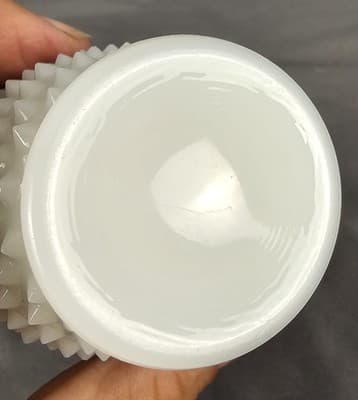 Fenton Milk Glass Hobnail Sugar Bowl Vase Small Vintage 3" Tall - Thumbnail 3