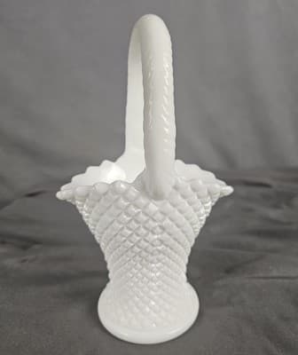 Westmoreland Milk Glass English Hobnail Basket 8 3/4" Tall - Thumbnail 5