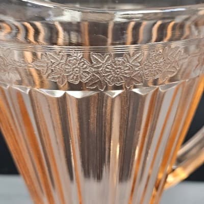 Pink Glass Handled Pitcher, Depression Glass, Retro, Antique, Unique - Thumbnail 6