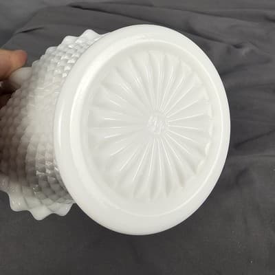 Westmoreland Milk Glass English Hobnail Basket 8 3/4" Tall - Thumbnail 7