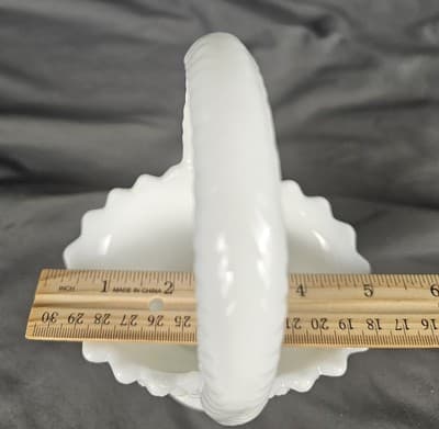 Westmoreland Milk Glass English Hobnail Basket 8 3/4" Tall - Thumbnail 10
